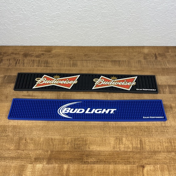 Budweiser Other - BUDWEISER BEER BUD LIGHT BOW TIE LOGO RAIL BEER BAR MAT RUNNER SPILL MAT‎ LOT